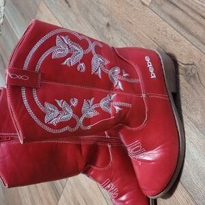 Bebe Red Embroidered Cowboy Boots